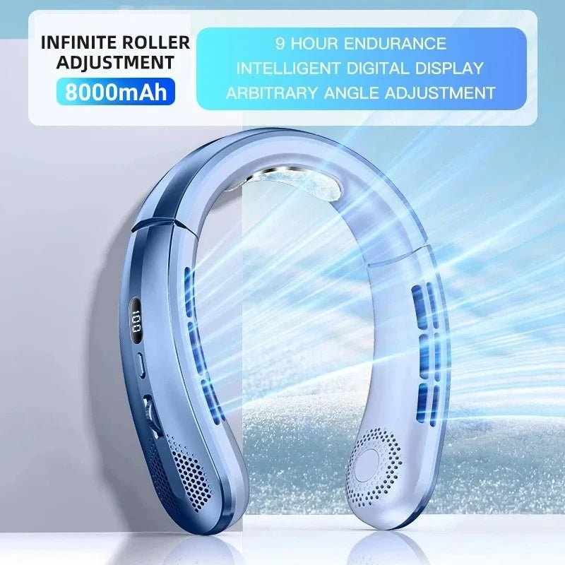 Portable Rechargeable Bladeless Neck Fan with Display
