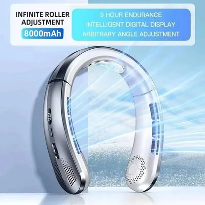 Portable Rechargeable Bladeless Neck Fan with Display