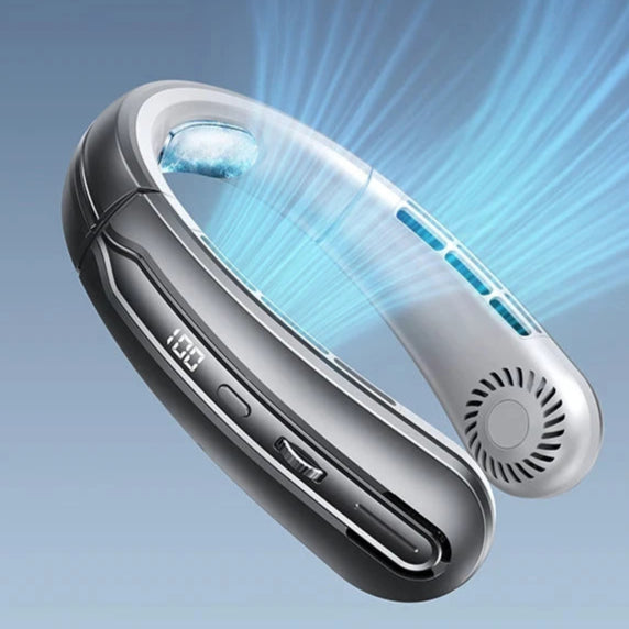 Portable Rechargeable Bladeless Neck Fan with Display