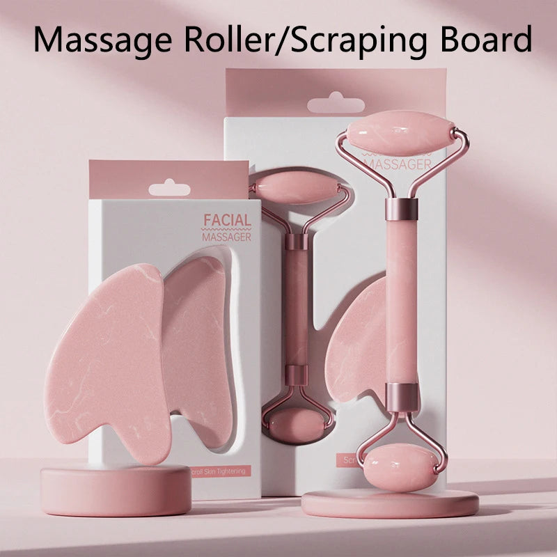 Face & Neck Roller with Gua Sha Board set